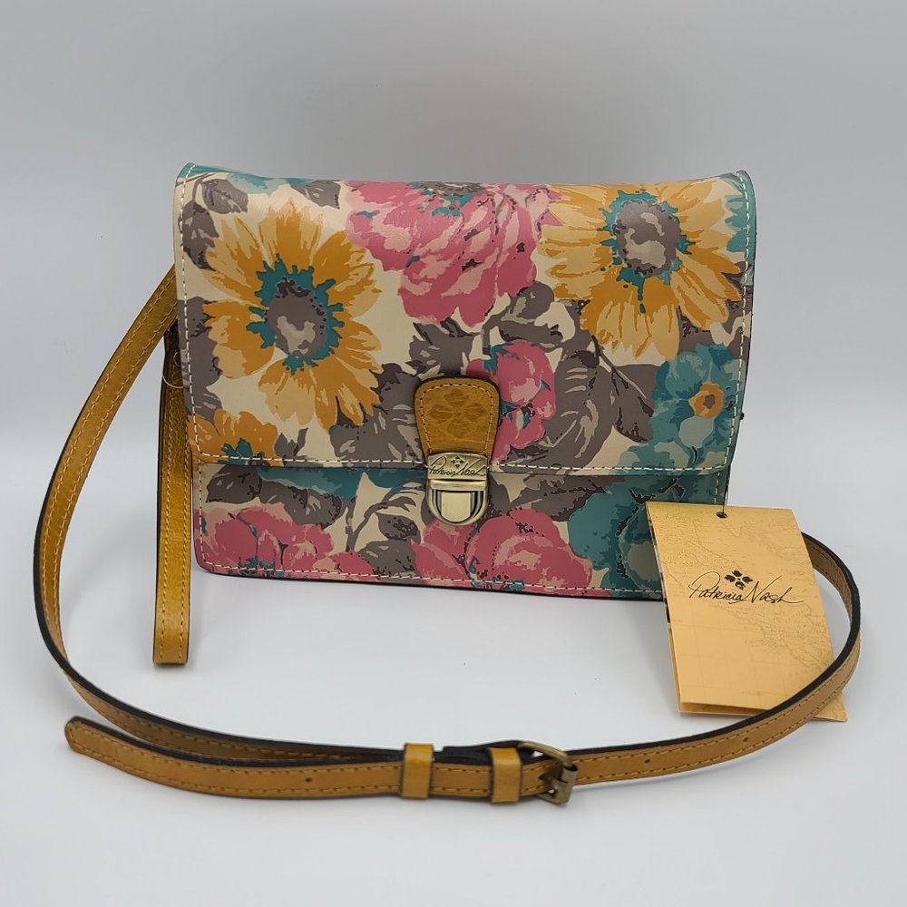 Patricia Nash Floral Crossbody Bag - Pink, Yellow, Tan